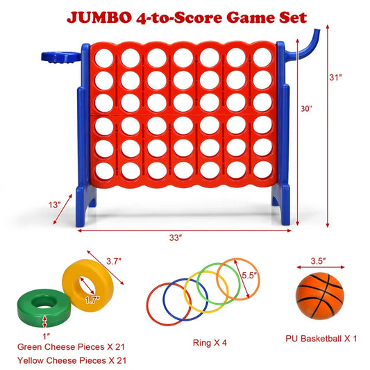 Gymax Plastic Foldable 4-to-Score Giant Game Set