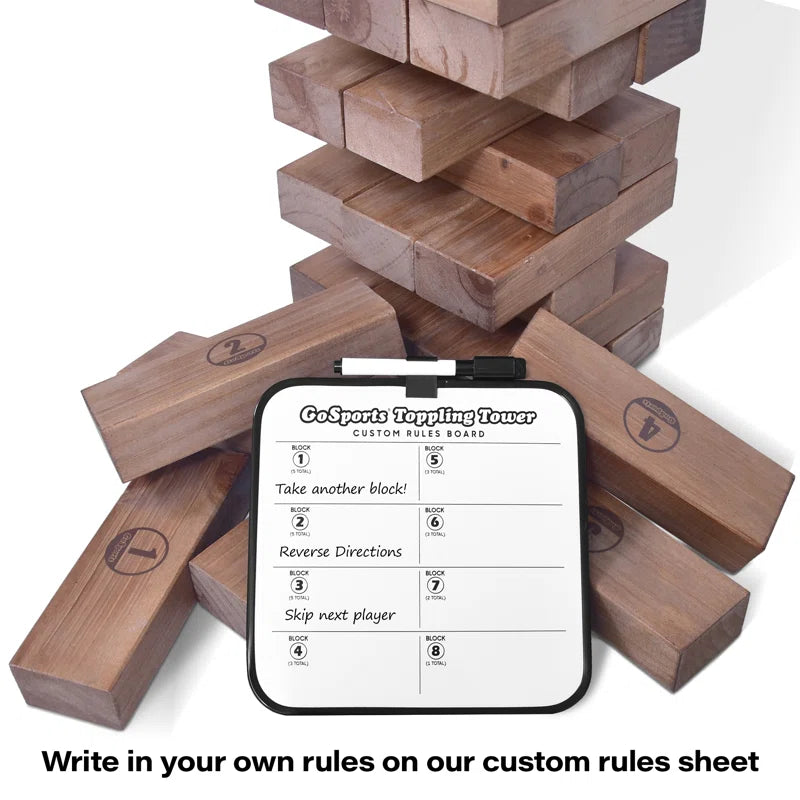 GoSports Toppling Tower - Giant Wooden Stacking Game - Stacks Up to 5 ft