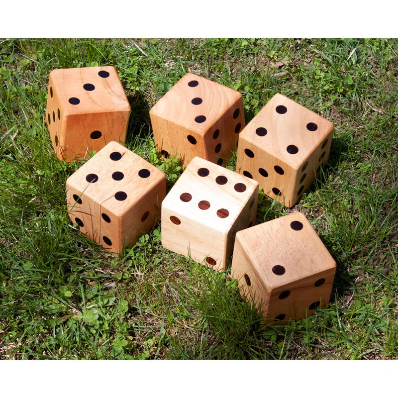 GSE 3.5-Inch Premium Rubber Wood Giant Yard Dice Set with Yardzee & Farkle Scorecard