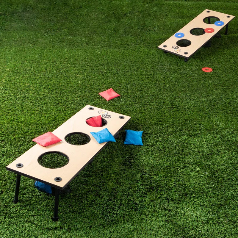 2-in-1 Washers Game and Bean Bag Toss Set – Classic Wooden Lawn Games and Outdoor Games for Kids and Adults – Family Game for Backyard and Tailgate Parties by Hey! Play!
