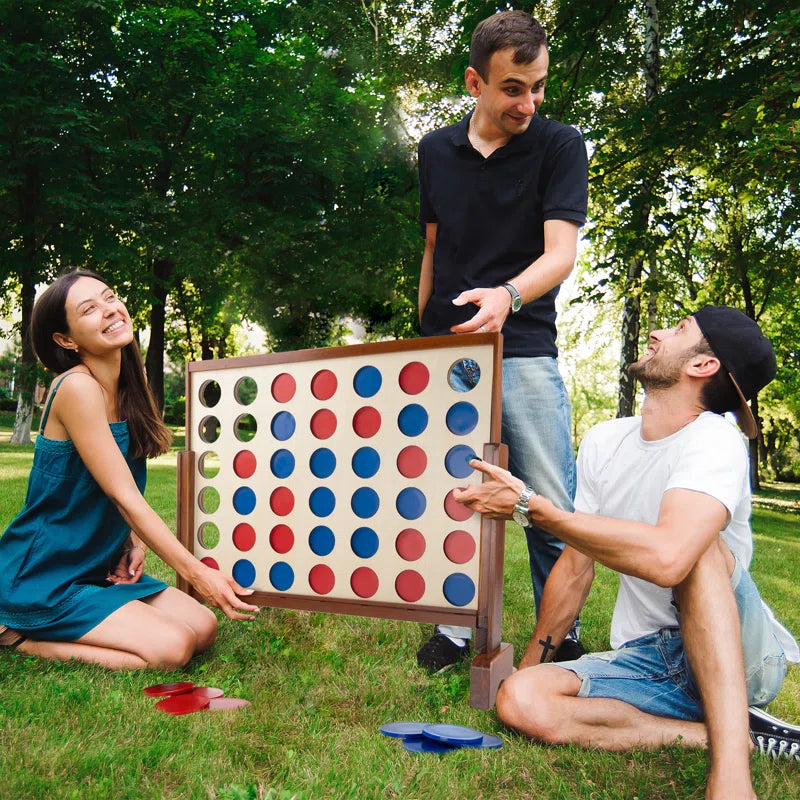 Hey Play 4-In-a-Row Family Game, Natural Finish