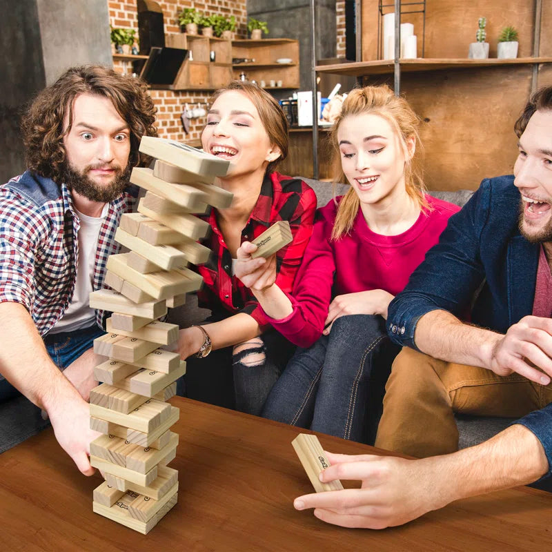 GoSports Toppling Tower - Large Wooden Stacking Games - Stacks Up to 3 ft
