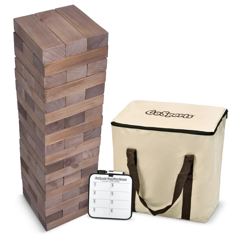 GoSports Toppling Tower - Giant Wooden Stacking Game - Stacks Up to 5 ft
