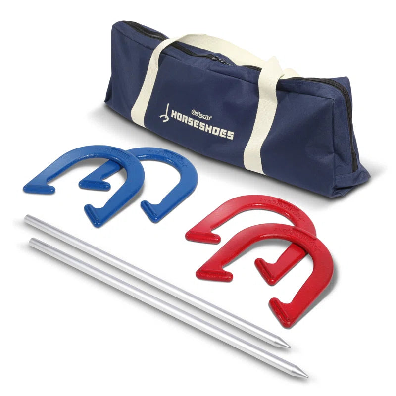 GoSports Steel Horseshoes Outdoor Game Set - Backyard Lawn Game - Case Included