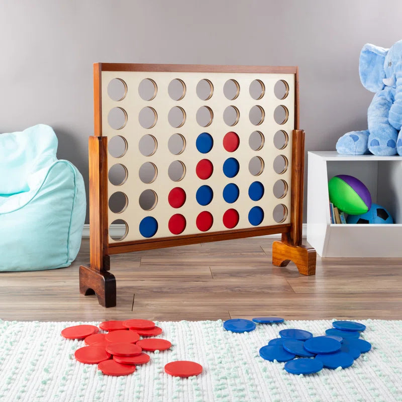 Hey Play 4-In-a-Row Family Game, Natural Finish