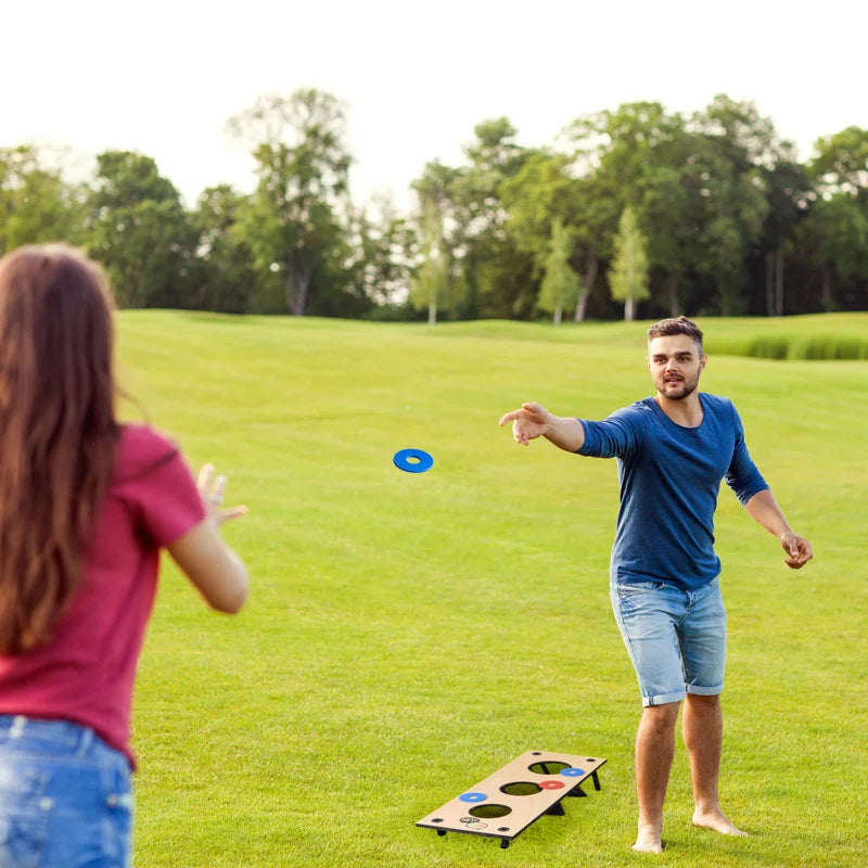 2-in-1 Washers Game and Bean Bag Toss Set – Classic Wooden Lawn Games and Outdoor Games for Kids and Adults – Family Game for Backyard and Tailgate Parties by Hey! Play!
