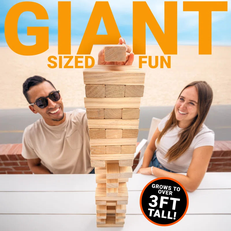GoSports Toppling Tower - Large Wooden Stacking Games - Stacks Up to 3 ft