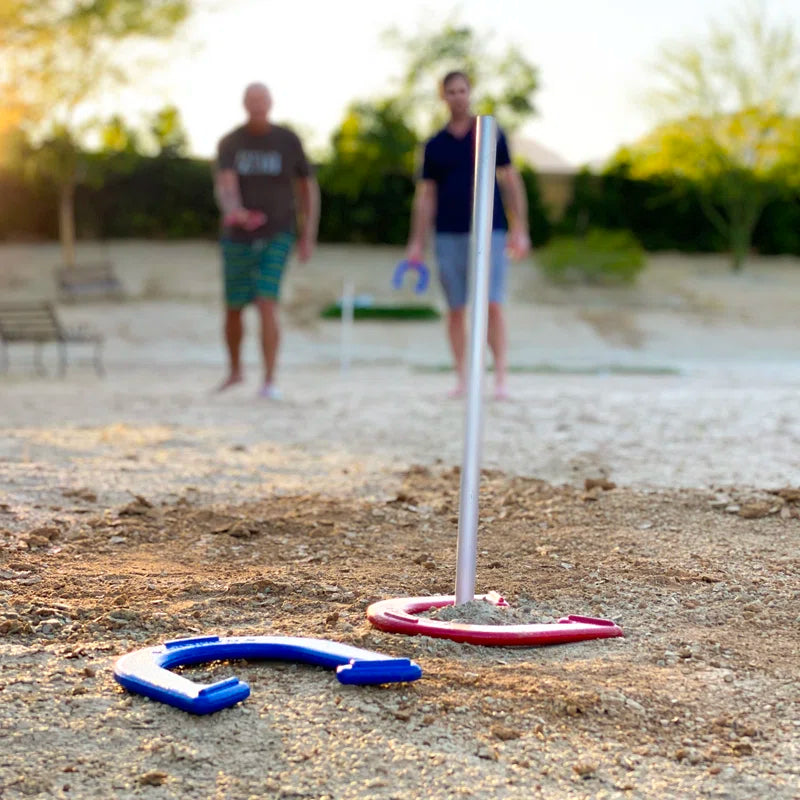 GoSports Steel Horseshoes Outdoor Game Set - Backyard Lawn Game - Case Included