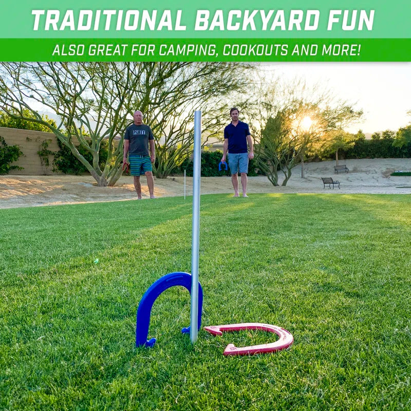 GoSports Steel Horseshoes Outdoor Game Set - Backyard Lawn Game - Case Included