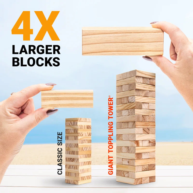 GoSports Toppling Tower - Large Wooden Stacking Games - Stacks Up to 3 ft