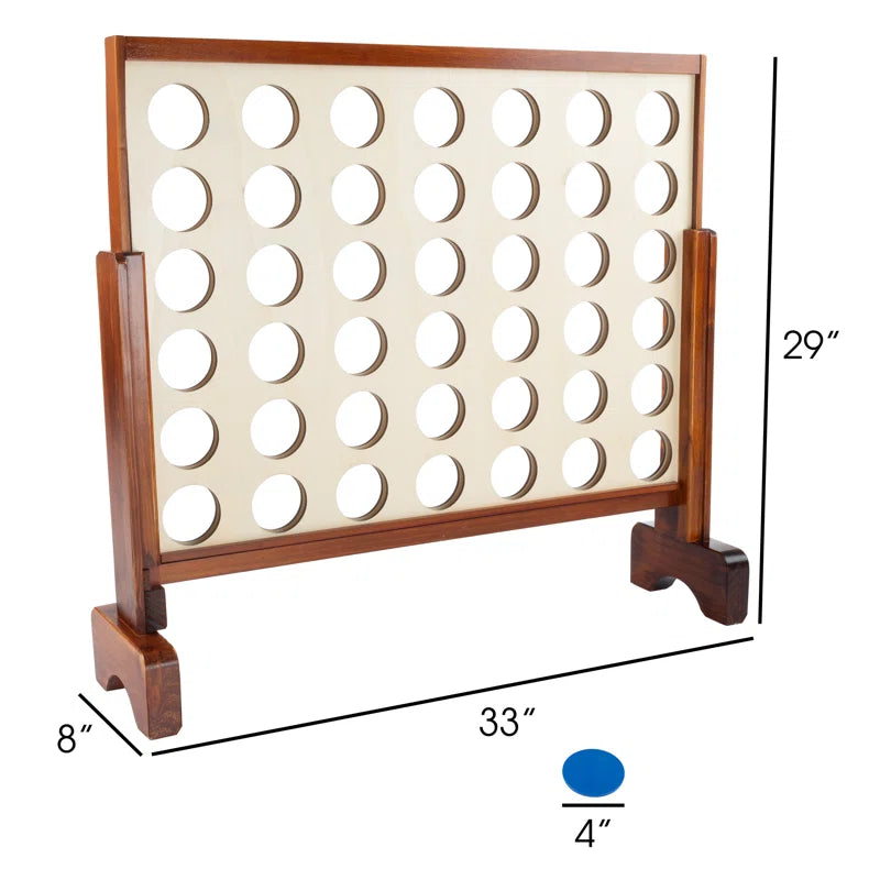 Hey Play 4-In-a-Row Family Game, Natural Finish