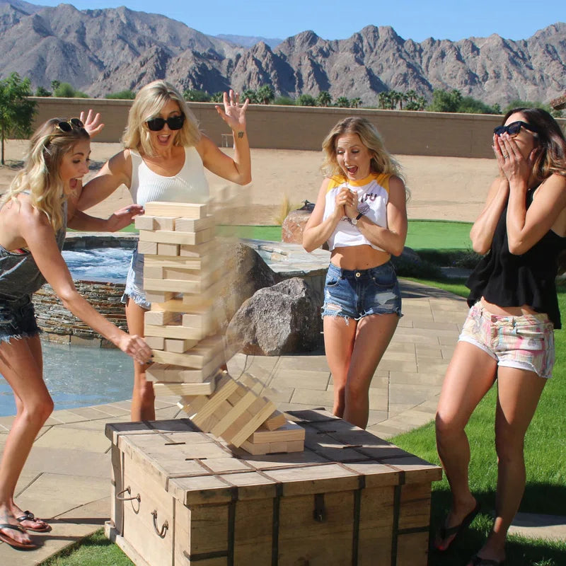 GoSports Toppling Tower - Giant Wooden Stacking Game - Stacks Up to 5 ft - Natural Wood