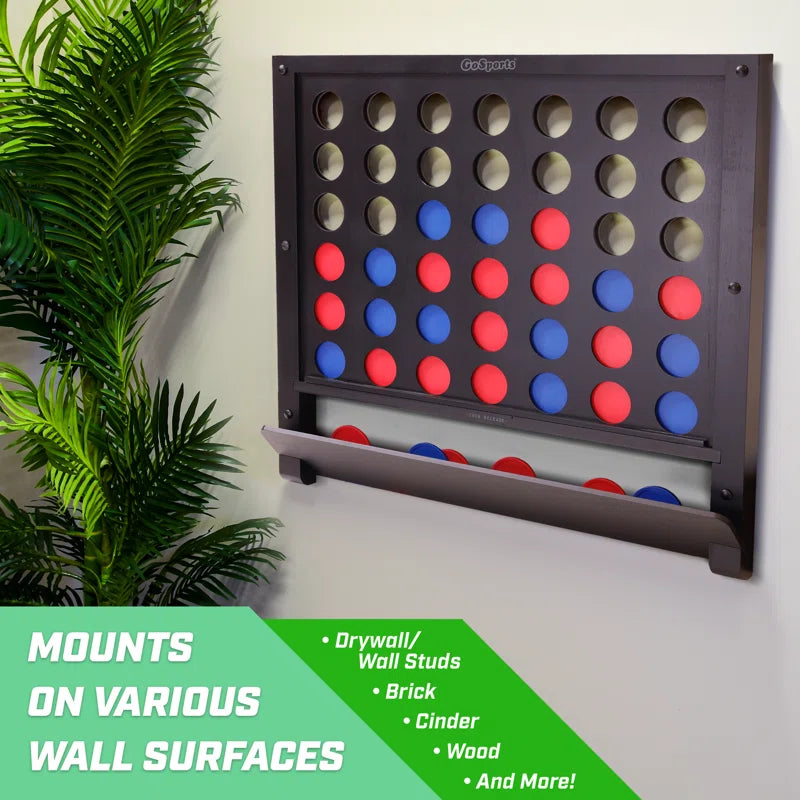 Gosports Wall Mounted Giant 4 In A Row Game - Jumbo 4 Connect Family Fun With Coins - Natural
