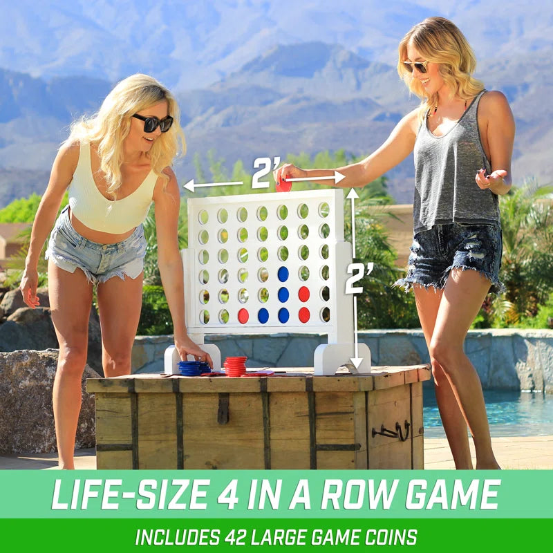 GoSports 2 foot Width Giant 4 in a Row Game with Carrying Case, Made from Wood