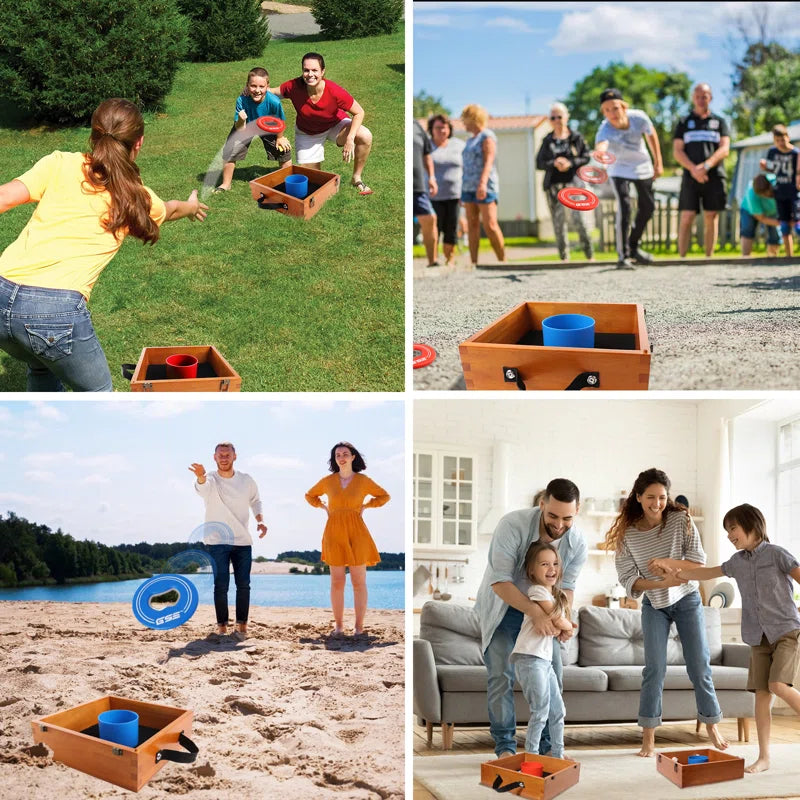 GSE Quality Solid Wood Washer Toss Game Set with 8 Washers for Outdoor Backyard, Lawn, Beach