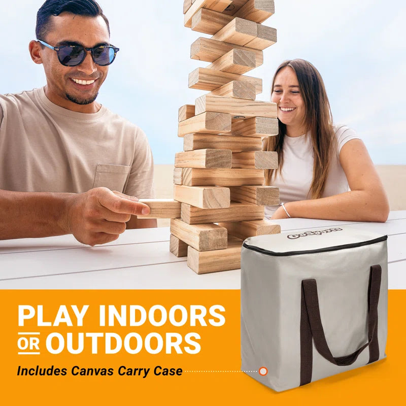 GoSports Toppling Tower - Large Wooden Stacking Games - Stacks Up to 3 ft