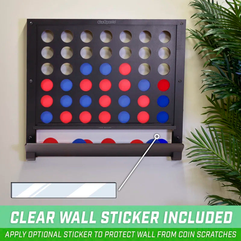Gosports Wall Mounted Giant 4 In A Row Game - Jumbo 4 Connect Family Fun With Coins - Natural