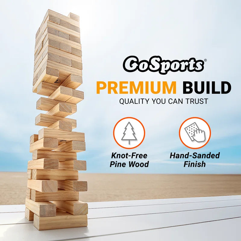 GoSports Toppling Tower - Large Wooden Stacking Games - Stacks Up to 3 ft