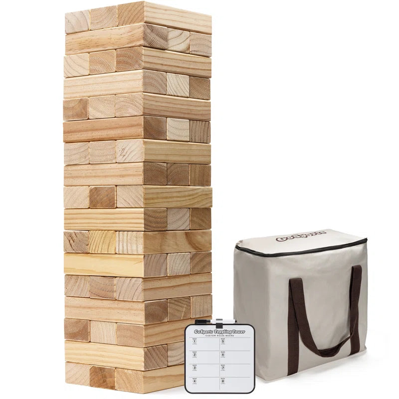 GoSports Toppling Tower - Large Wooden Stacking Games - Stacks Up to 3 ft