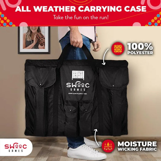 Giant Four in a Row (All Weather) Outdoor Game with Carrying Case and Noise Reducing Design - 60% Quieter - Jumbo Connect 4 Discs To Win